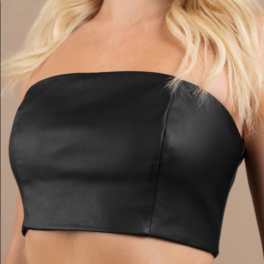 Black Faux Leather Crop Top